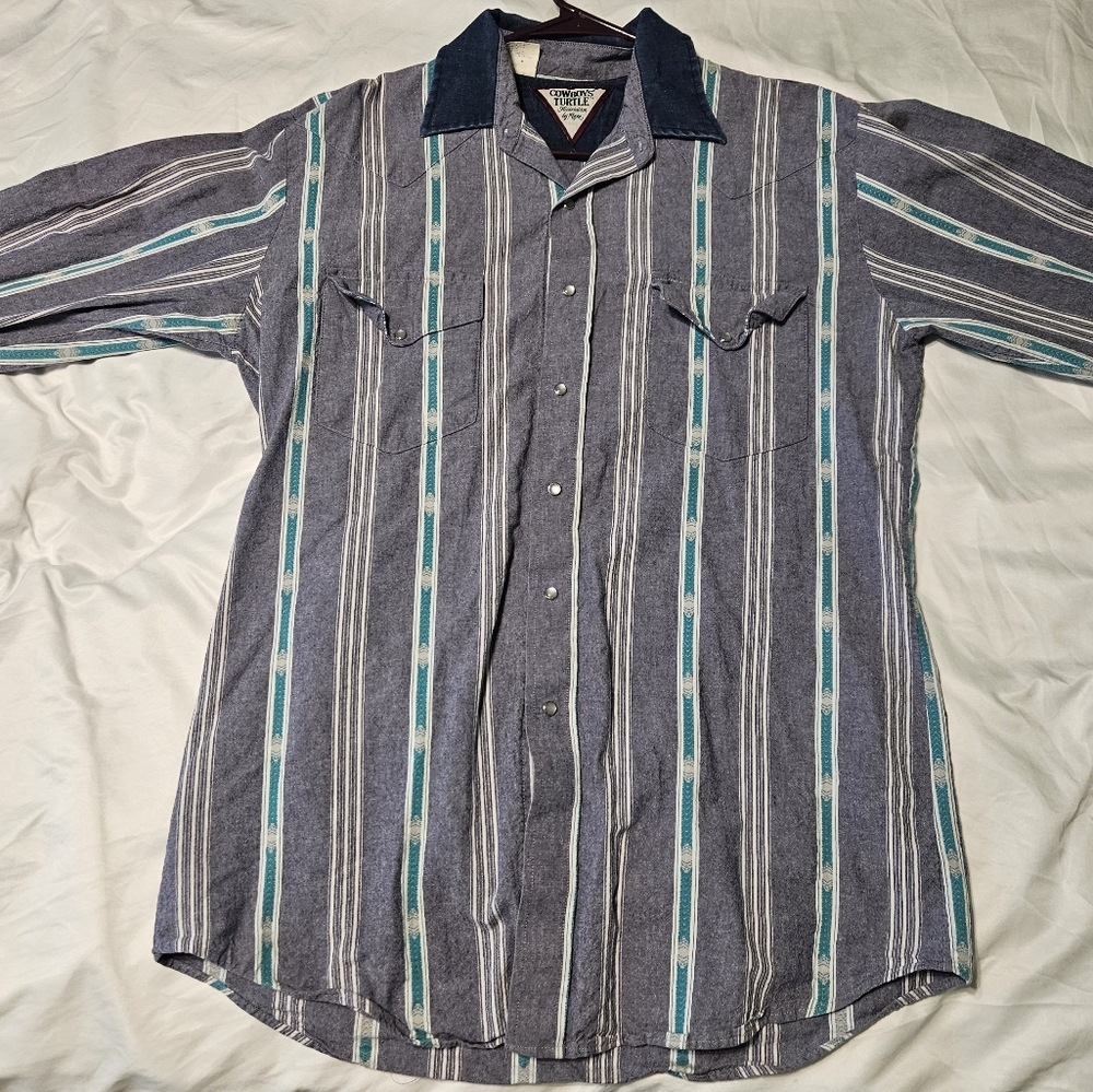 Roper - Cowboy Turtle Long Sleeve Pearl Snap Button Up Shirt Western Aztec Style